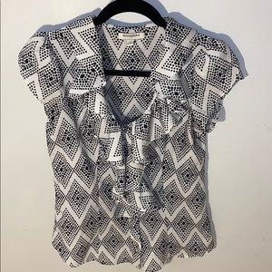Banana Republic XS White & Black Polka Dot Blouse